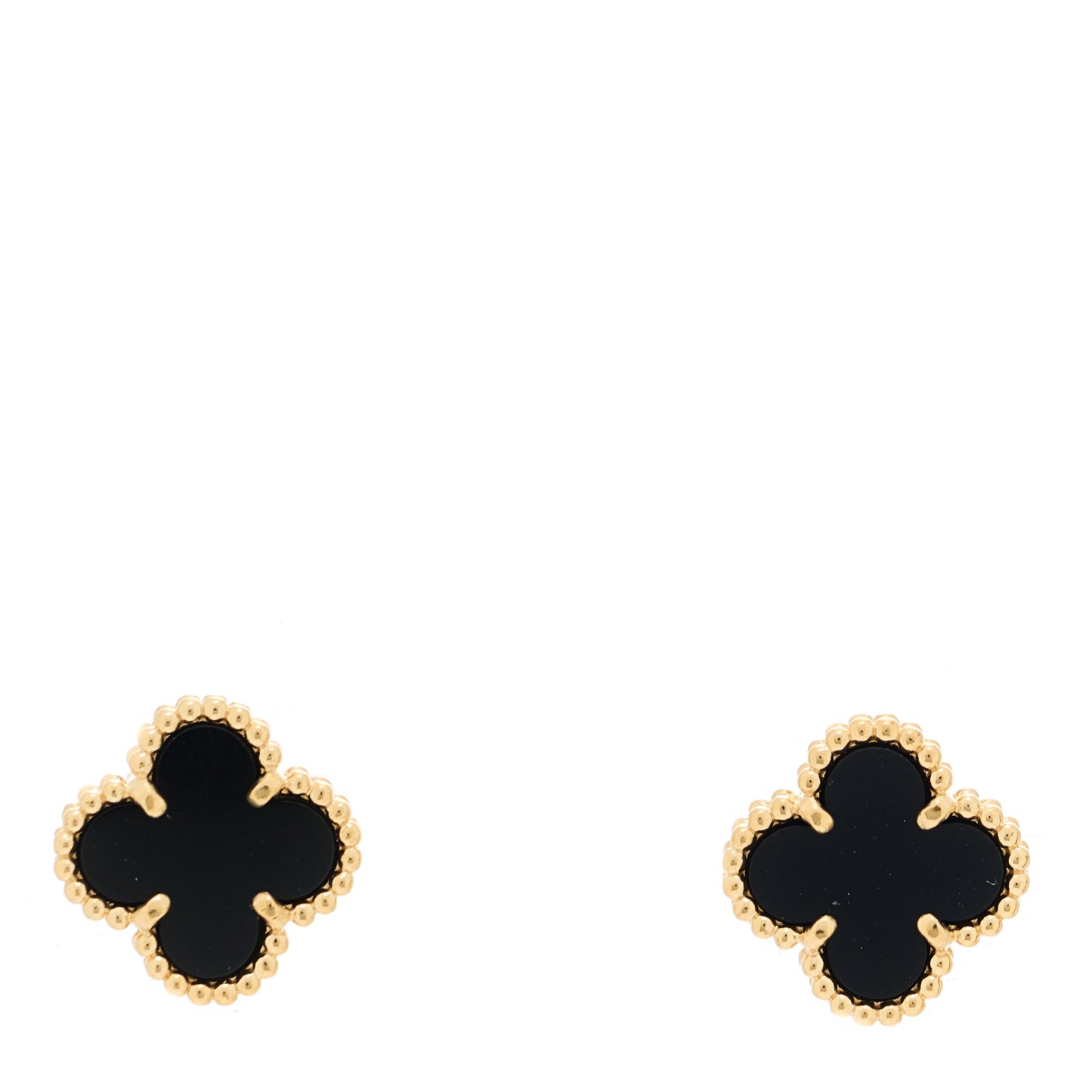 18K Yellow Gold Black Onyx Sweet Alhambra Earrings