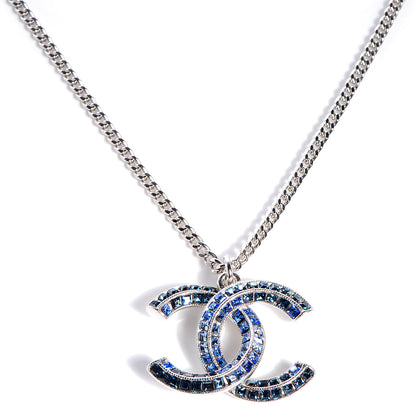 Chanel Crystal Baguette CC Necklace Blue 1 of 4