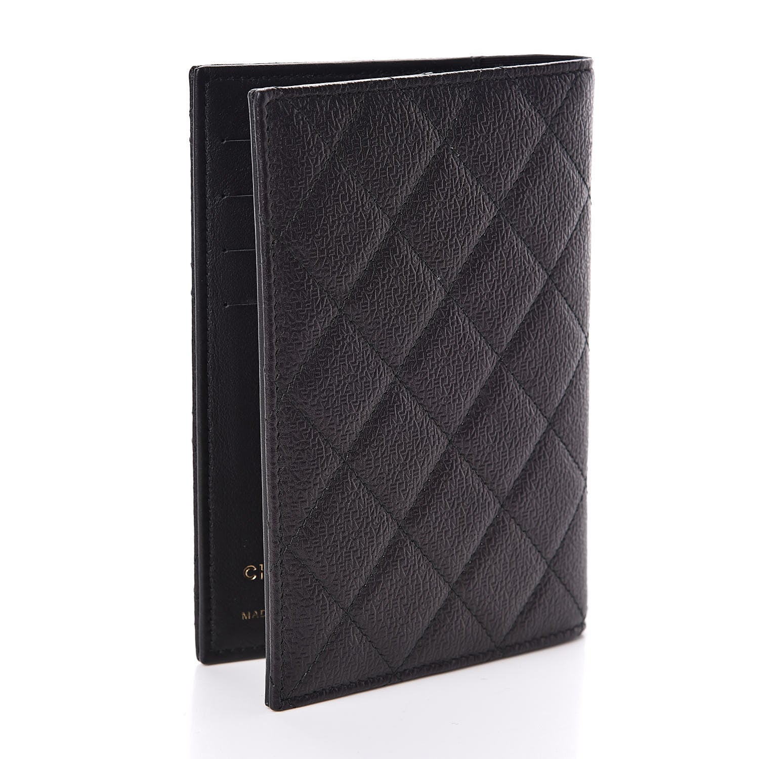 Chanel Letter Calfskin Embossed Quilted Passport Holder Black 3 of 8