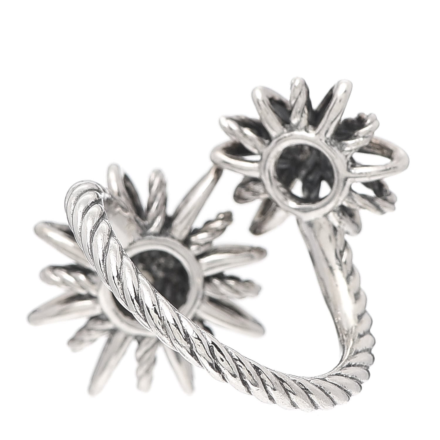 David Yurman Sterling Silver Diamond 28mm Open Starburst Ring 54 7 3 of 4