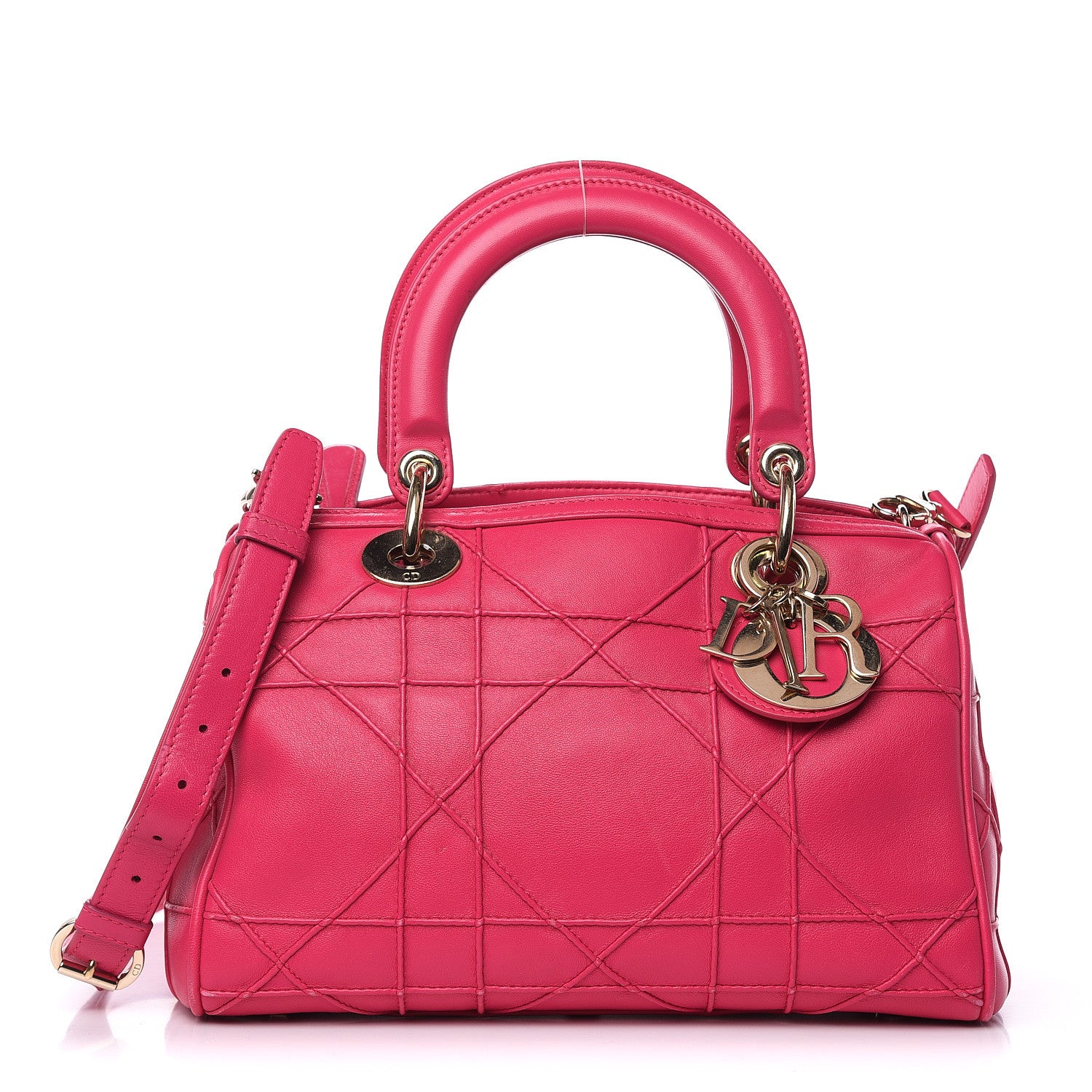 Christian Dior Lambskin Cannage Mini Granville Polochon Fuchsia 1 of 16