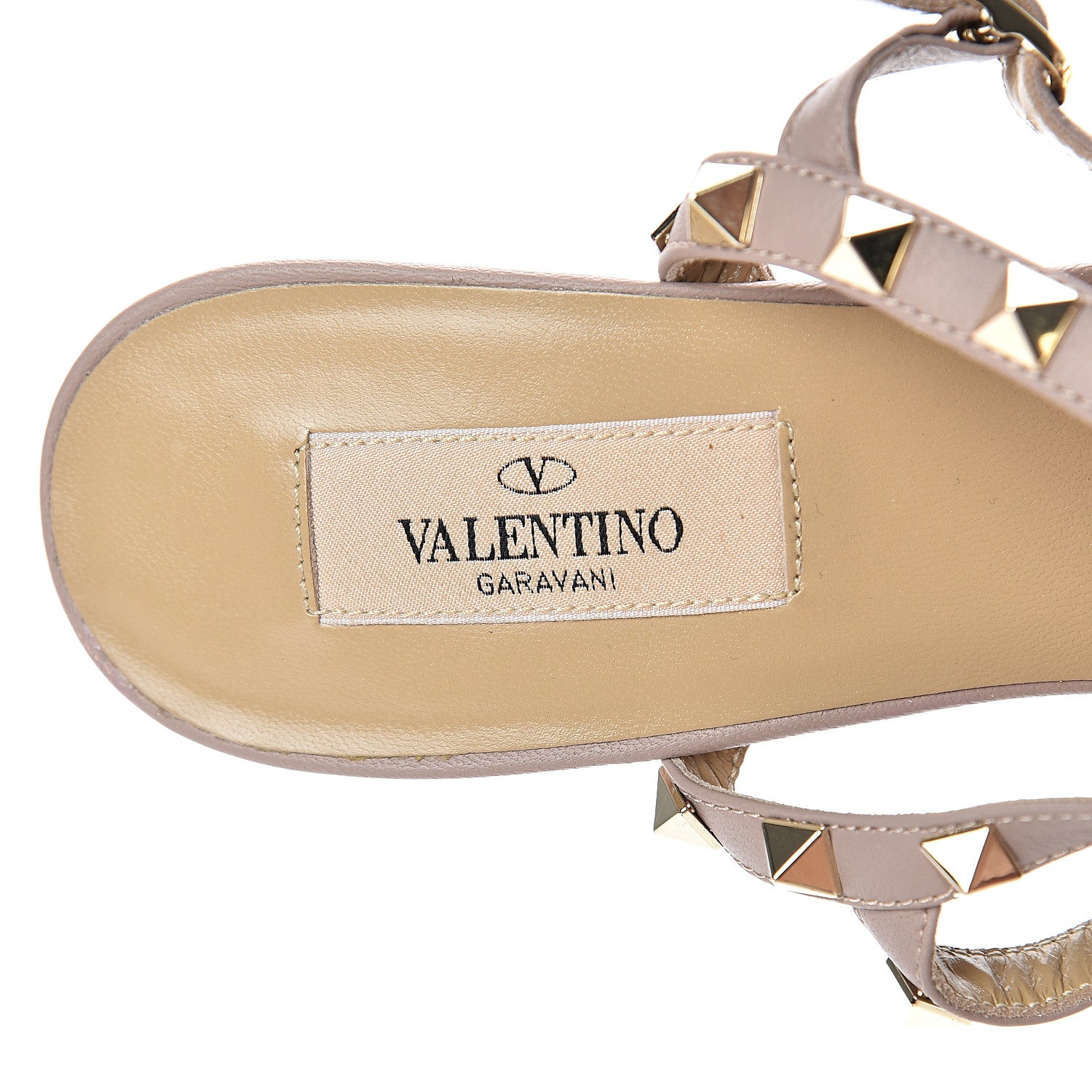 Valentino Garavani Patent Rockstud Ankle Strap Low Heel Pumps 39 Poudre 6 of 9
