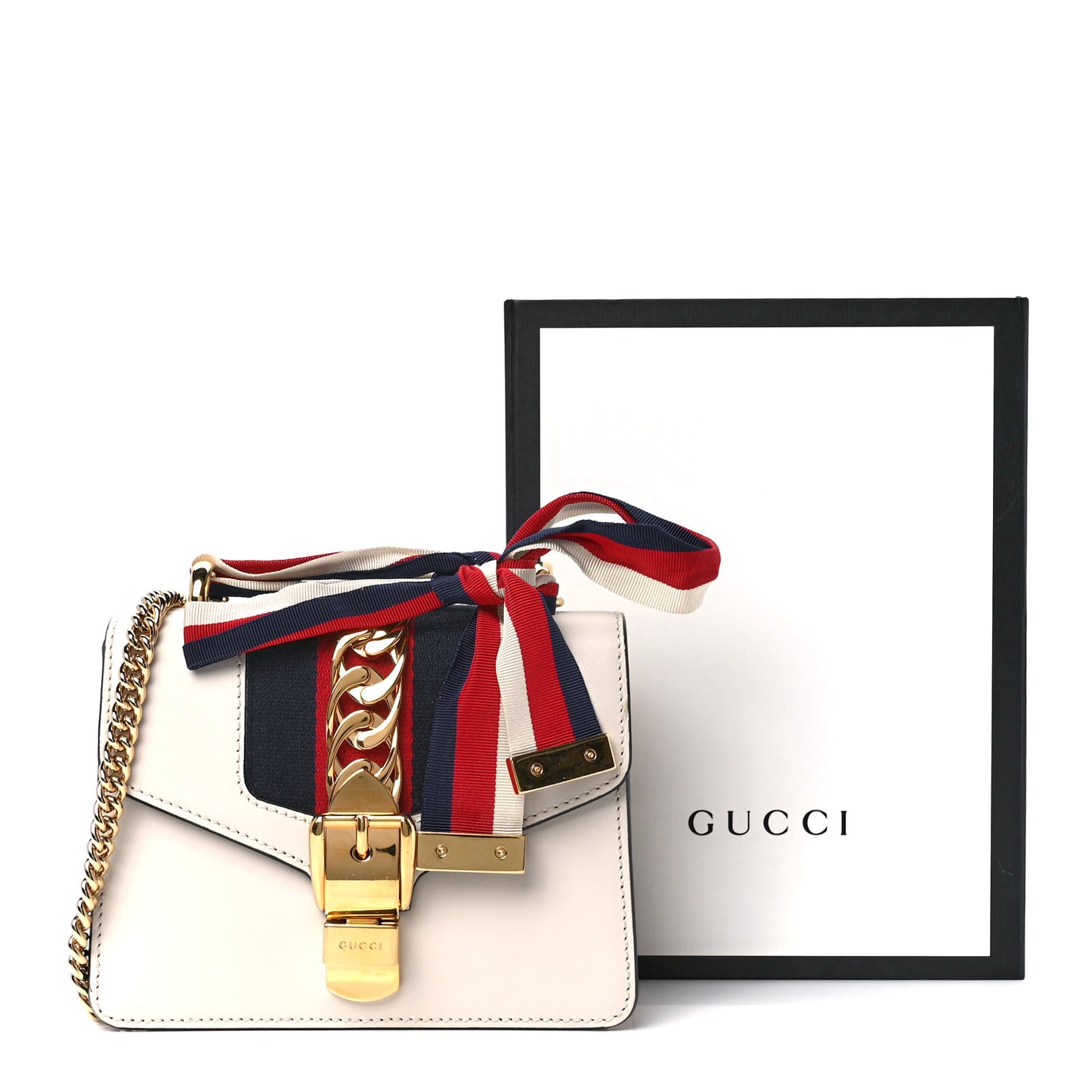 Calfskin Mini Sylvie Chain Shoulder Bag White