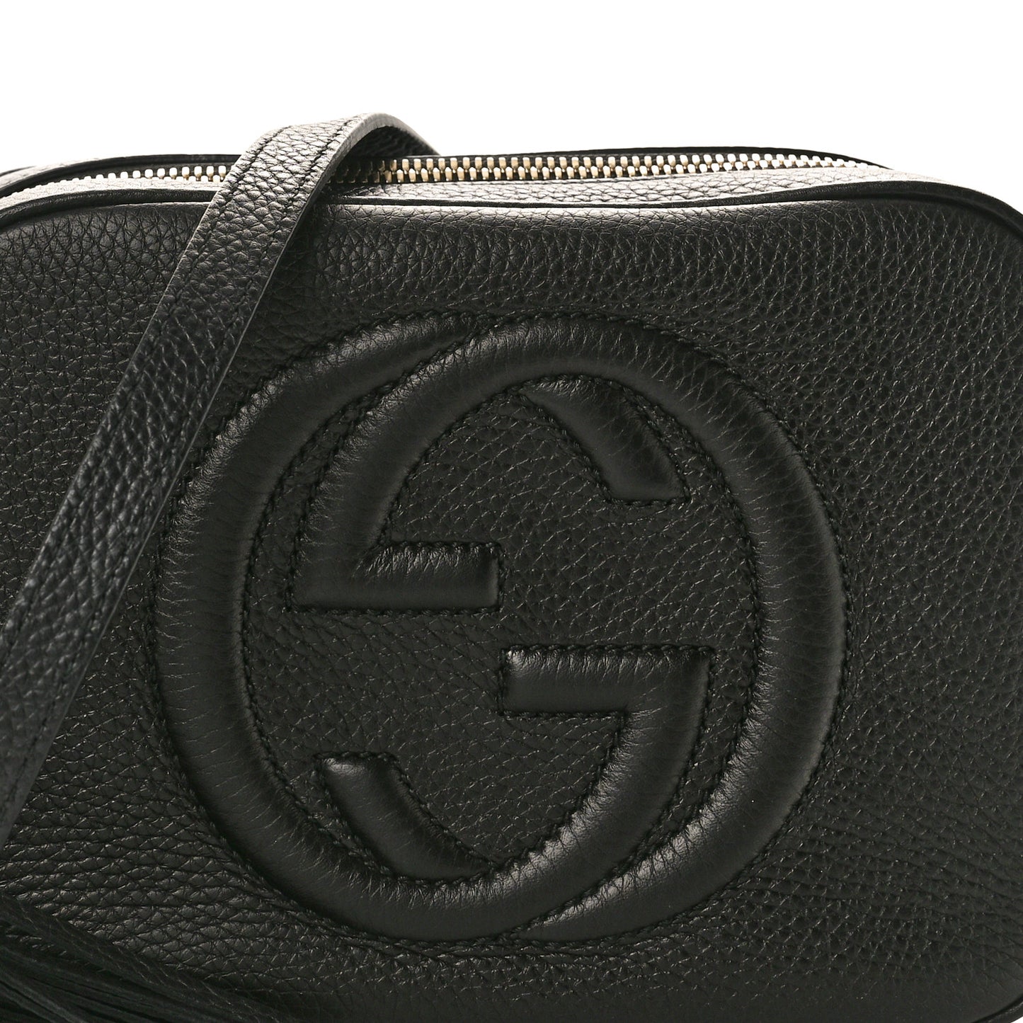 Pebbled Calfskin Small Soho Disco Bag Black