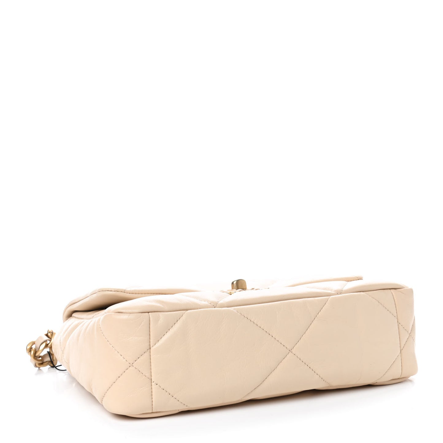 Goatskin Quilted Medium Chanel 19 Flap Beige