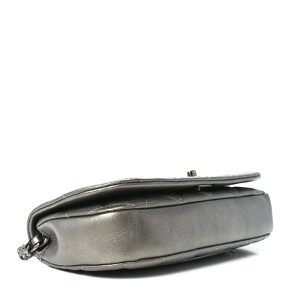 Chanel Metallic Calfskin Quilted Flap Clutch With Chain Ruthenium 4 of 12