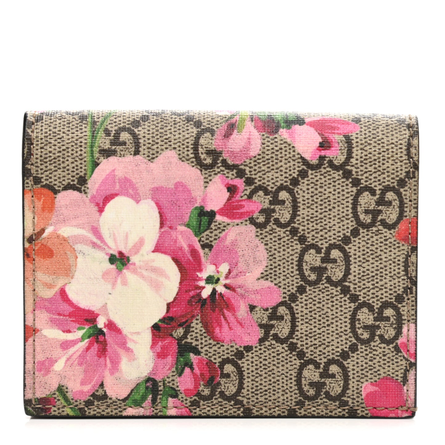 GG Supreme Monogram Blooms Card Case Beige Multicolor Dry Rose