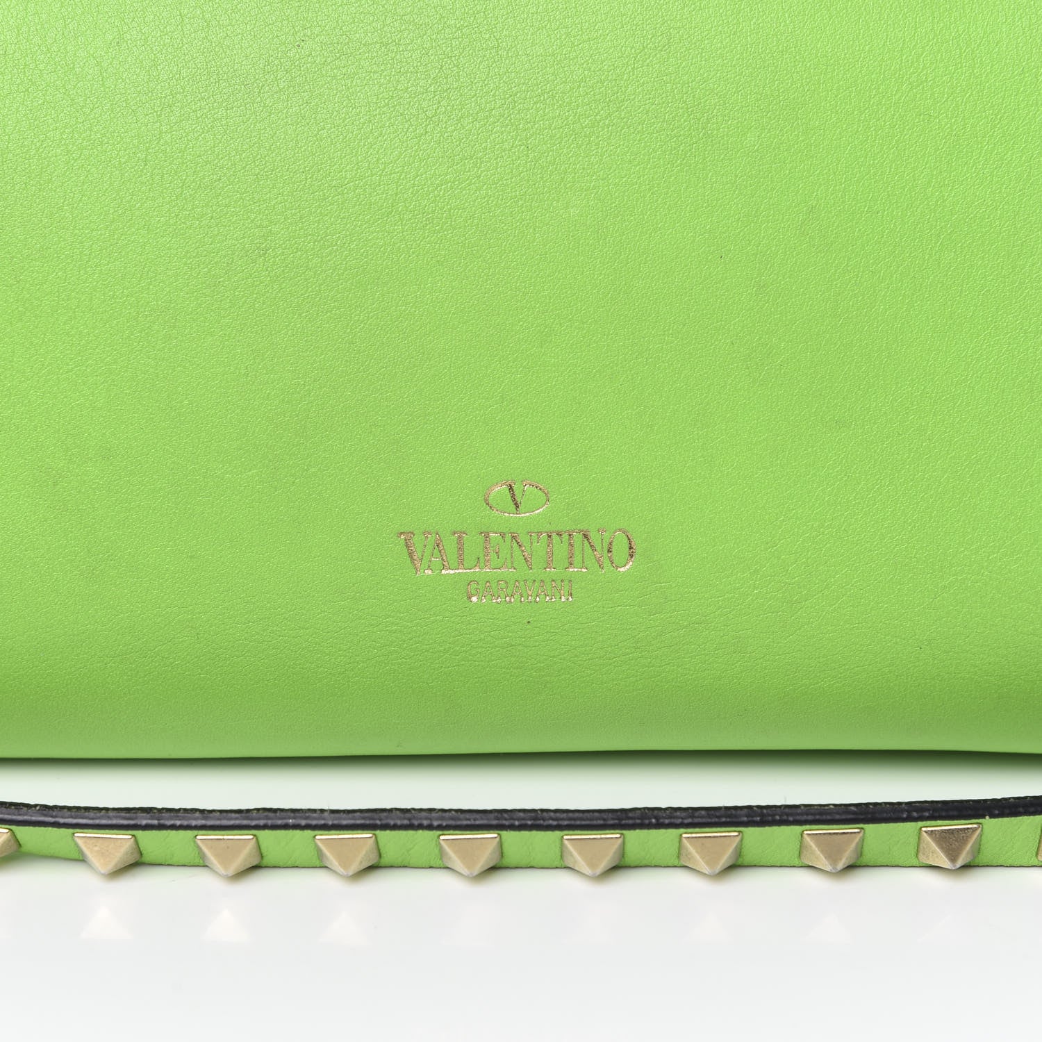 Valentino Garavani Vitello Small Rockstud Double Handle Tote Green Fluo 15 of 18