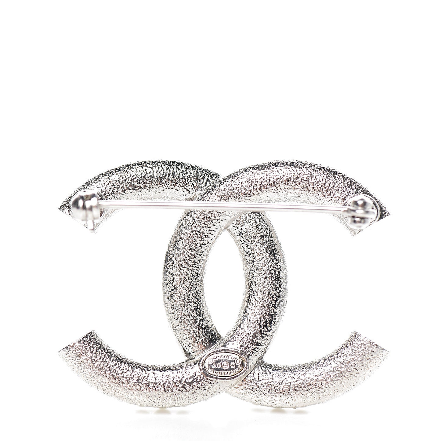 Pearl Crystal CC Brooch Silver