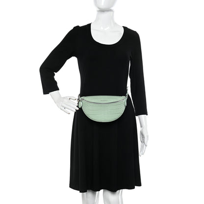 Balenciaga Shiny Calfskin Charms Crocodile Embossed XXS Souvenir Belt Bag Light Green 2 of 11