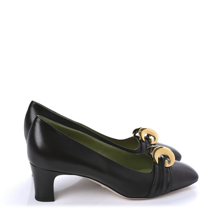 Gucci Malaga Kid Half Moon GG Square Toe Pumps 40 Black 4 of 10