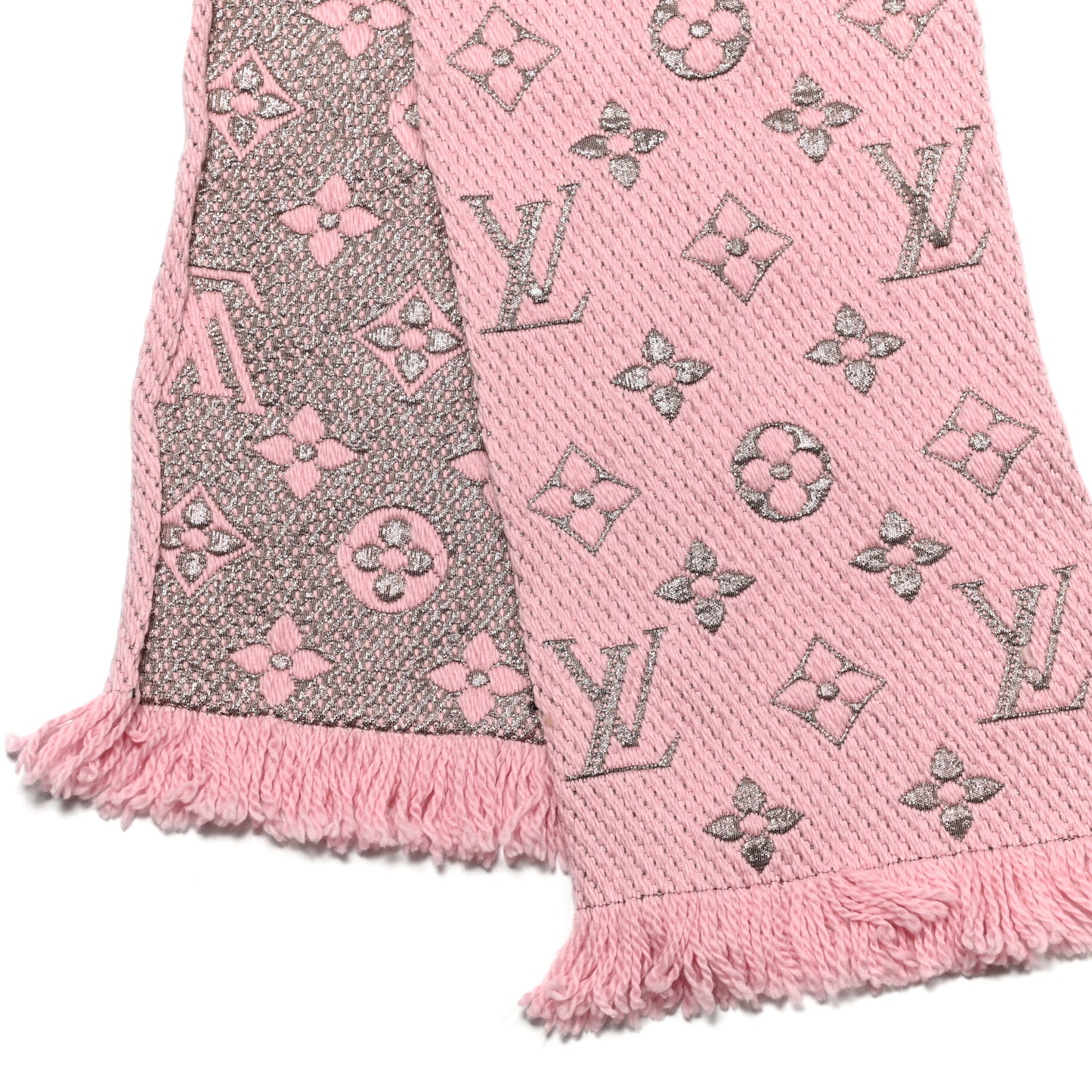 Wool Silk Logomania Shine Scarf Pink
