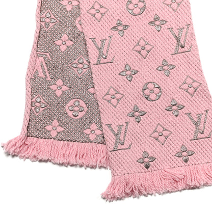 Louis Vuitton Wool Silk Logomania Shine Scarf Pink 3 of 4