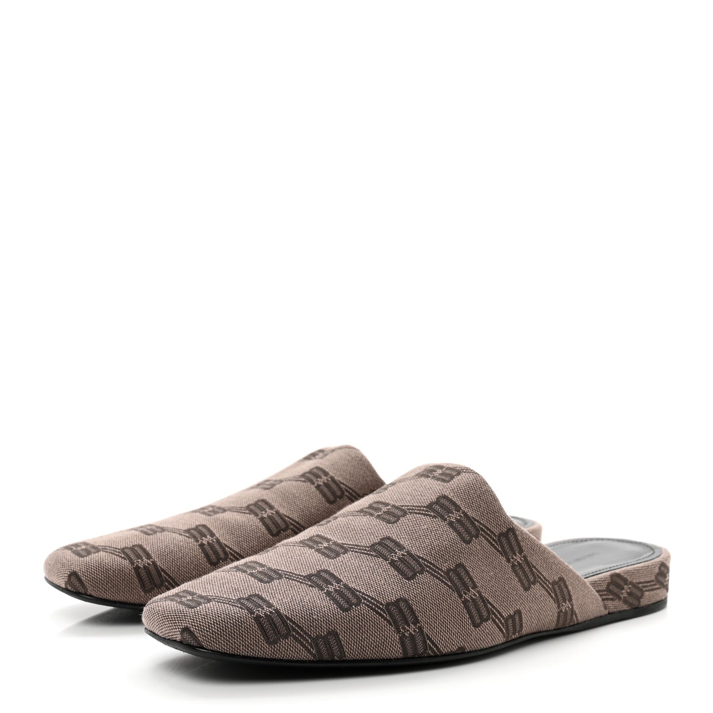 Jacquard BB Monogram Cosy Mules 37 Dark Mink Grey Dark Brown