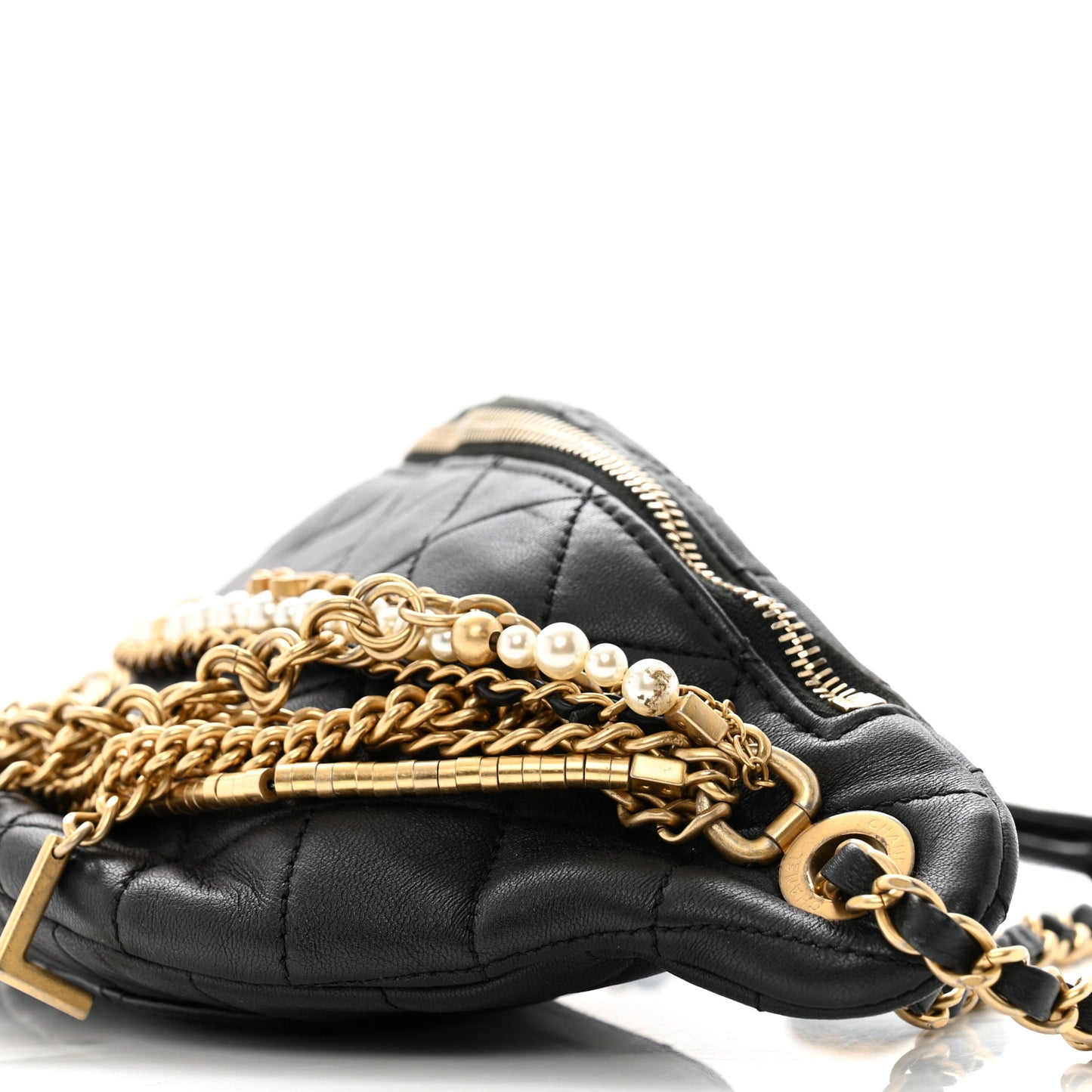 Lambskin Quilted All About Chains Waist Belt Bag Black