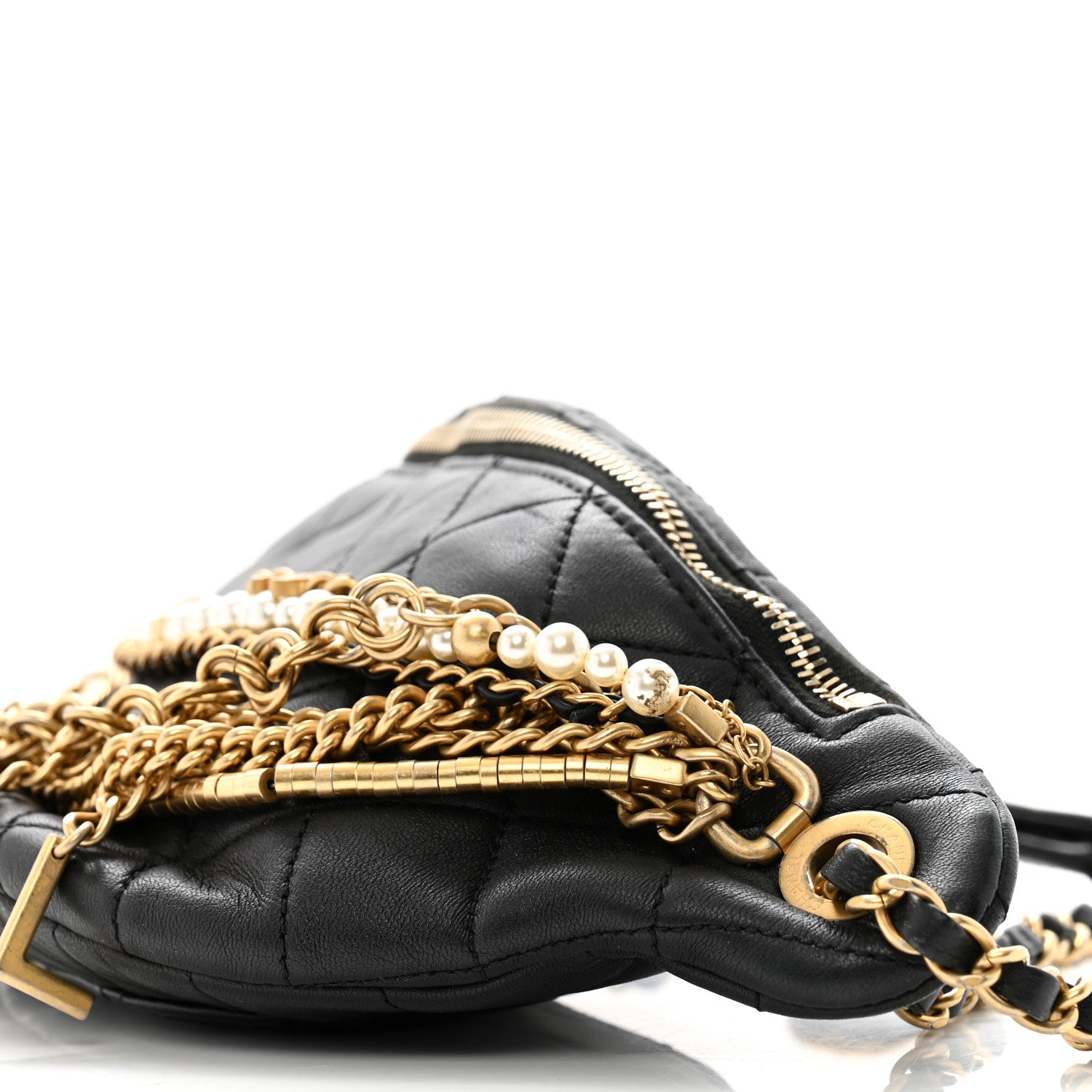 Chanel Lambskin Quilted All About Chains Waist Belt Bag Black 10 of 15