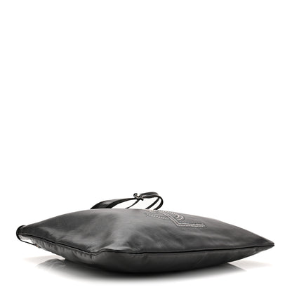 Saint Laurent Calfskin Studded Drawstring Tote Black 4 of 10