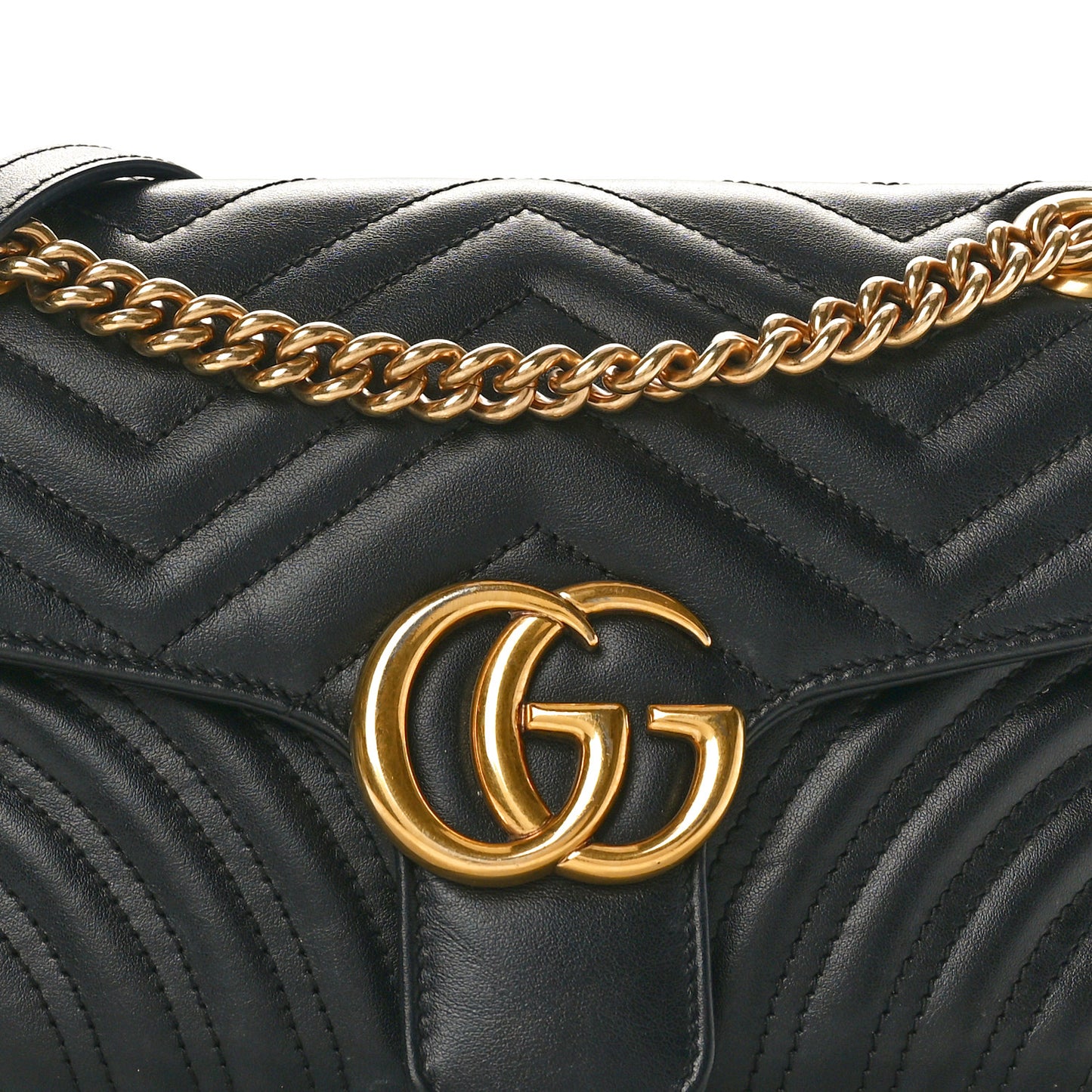 Calfskin Matelasse Small GG Marmont Shoulder Bag Black