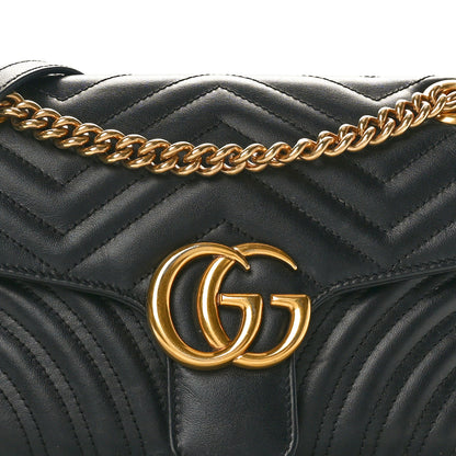 Gucci Calfskin Matelasse Small GG Marmont Shoulder Bag Black 8 of 11
