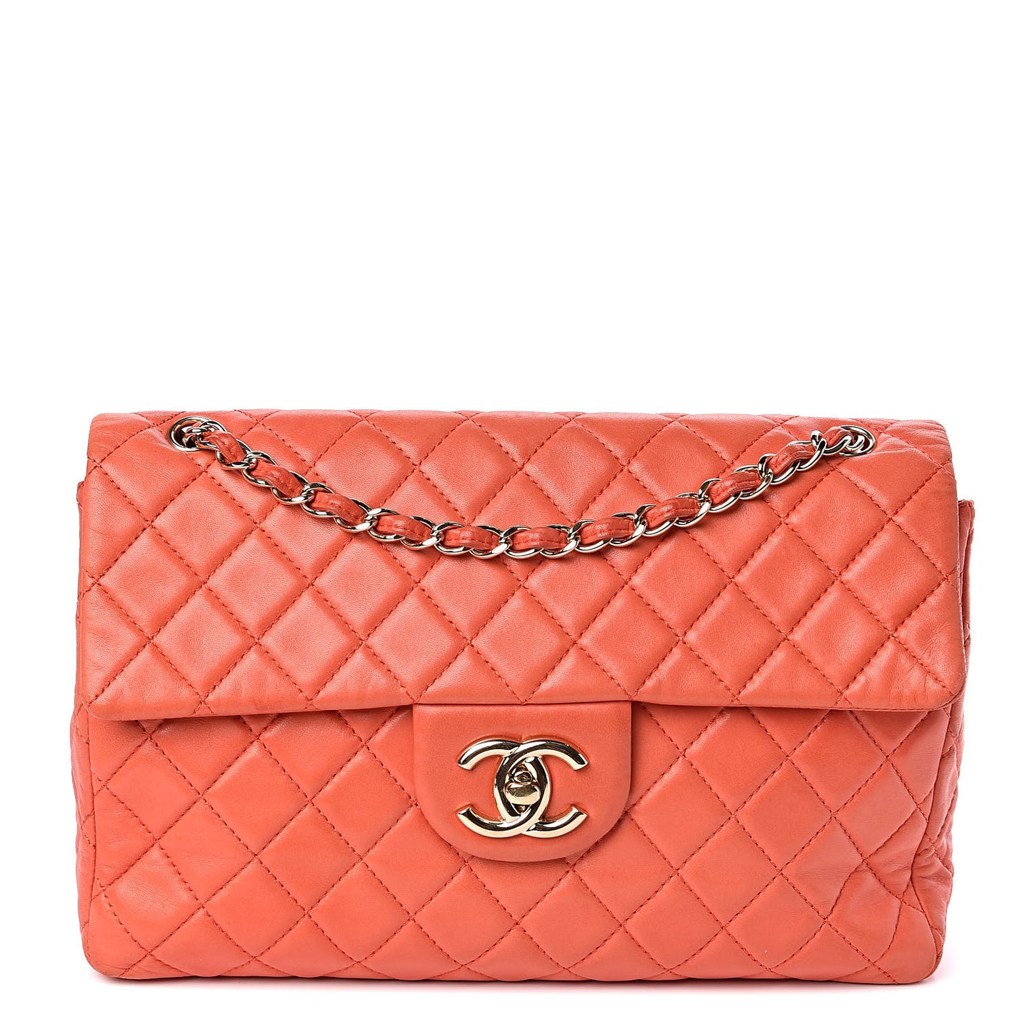 Lambskin Quilted XL Maxi Single Flap Red
