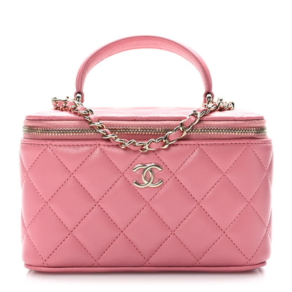Chanel Lambskin Quilted Small Top Handle Vanity Case With Chain Pink 1 of 11