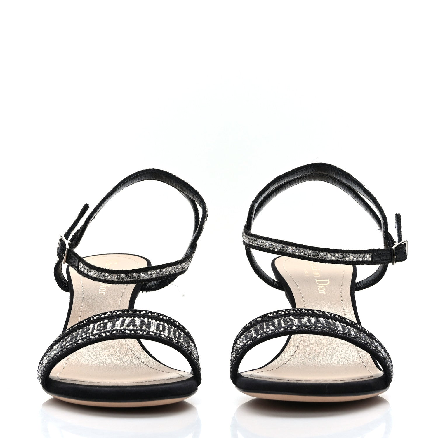 Christian Dior Crystal Suede Embroidered Dway 65mm Sandals 38 Black 2 of 8