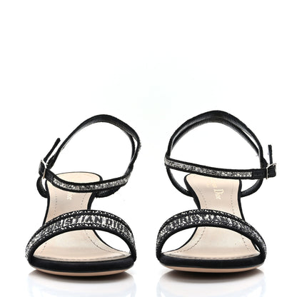 Christian Dior Crystal Suede Embroidered Dway 65mm Sandals 38 Black 2 of 8