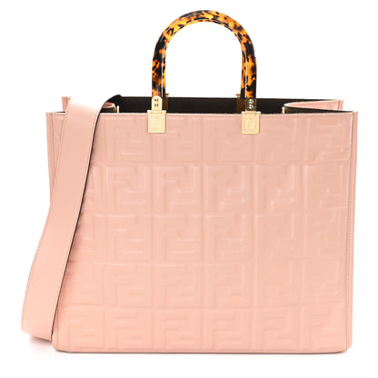 Fendi Vitello Plexiglass FF Embossed Medium Fendi Sunshine Shopper Tote Baby Pink 1 of 10