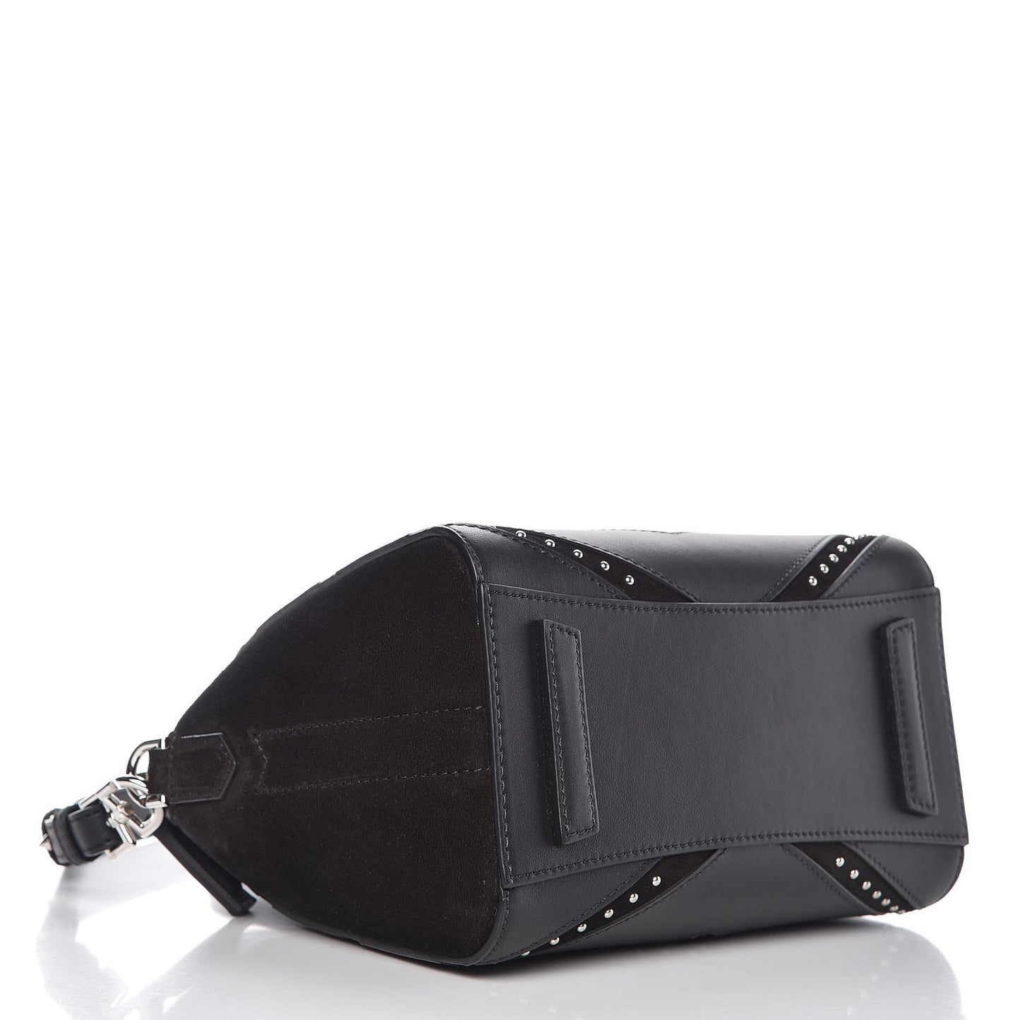 Calfskin Suede Mini Studded Chevron Antigona Black