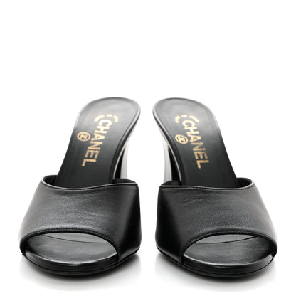 Chanel Lambskin CC Chain Mules 36.5 Black 2 of 8