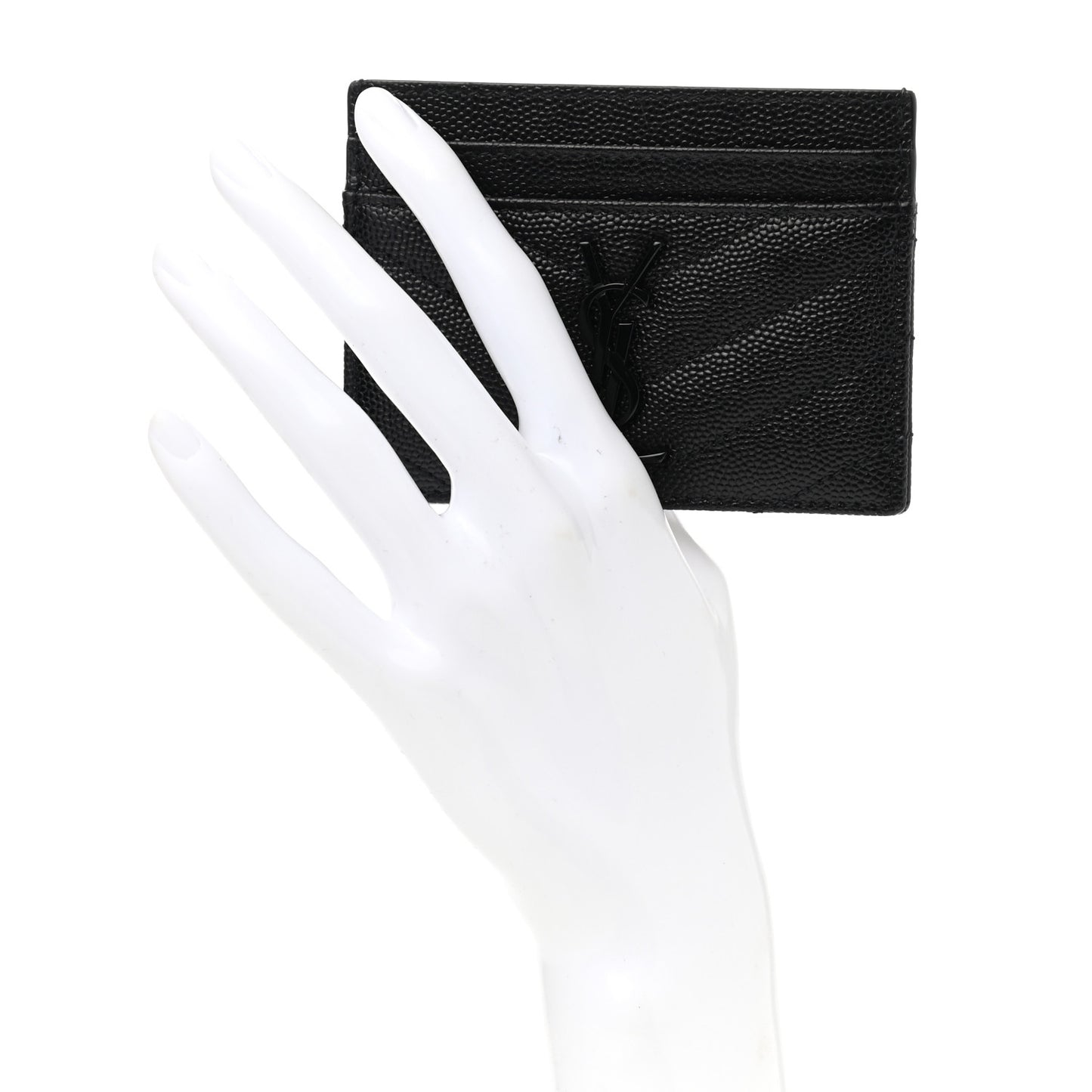Grain De Poudre Matelasse Chevron Monogram Credit Card Case Black