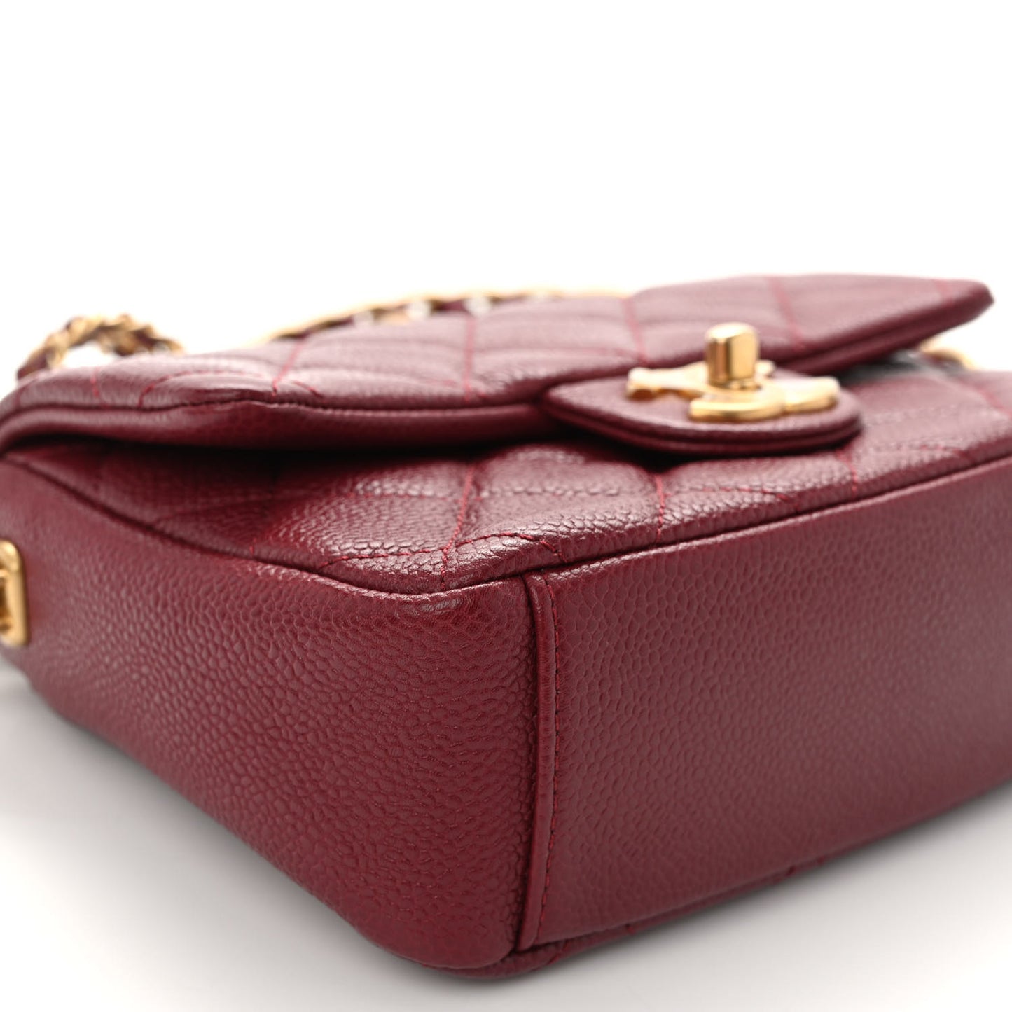 Caviar Quilted Mini Chain Soul Flap Burgundy