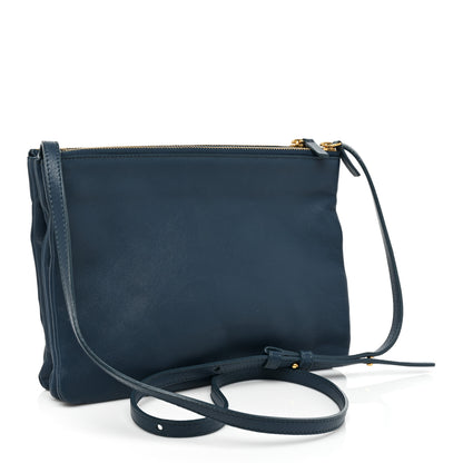 Celine Lambskin Large Trio Crossbody Metallic Blue 3 of 10