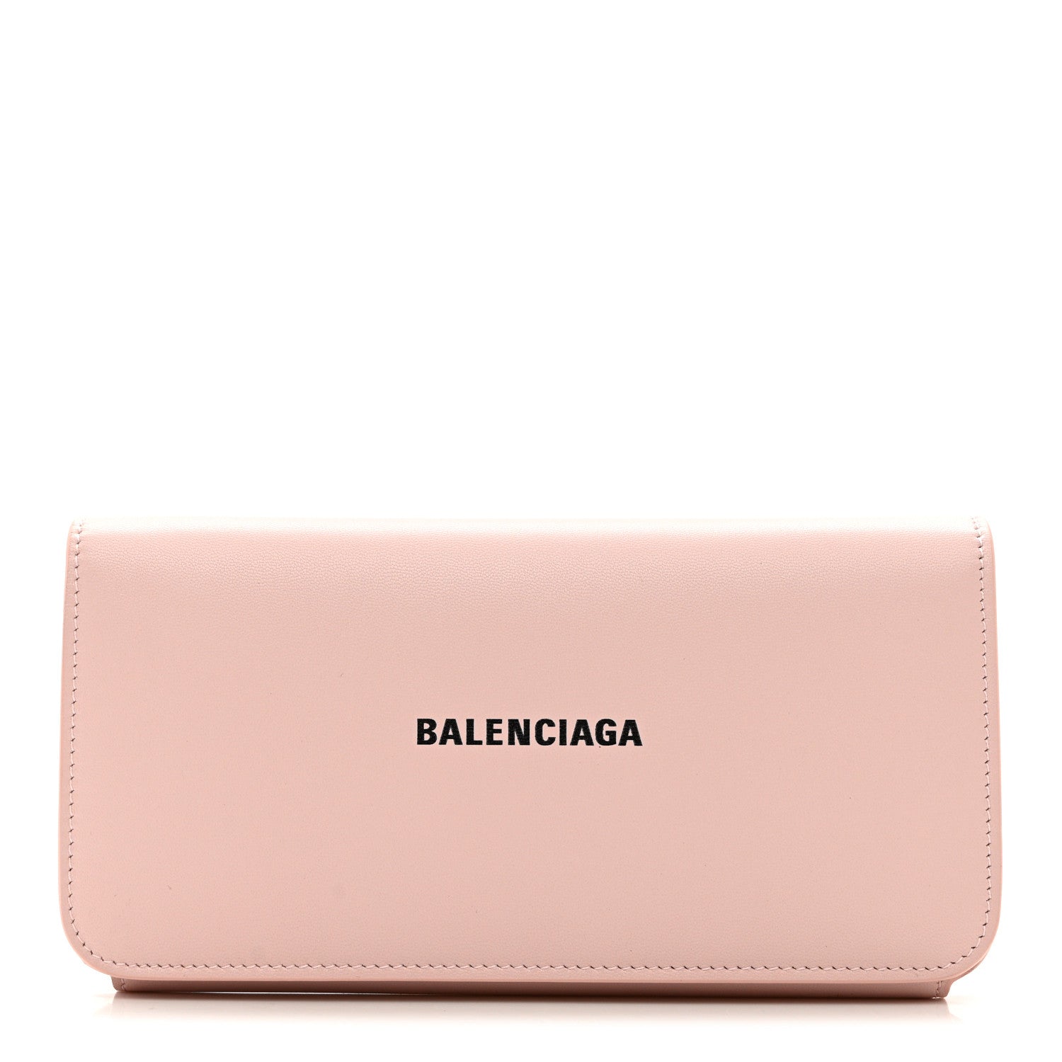 Balenciaga Calfskin Logo Cash Thin Money Wallet Light Rose Black 1 of 8