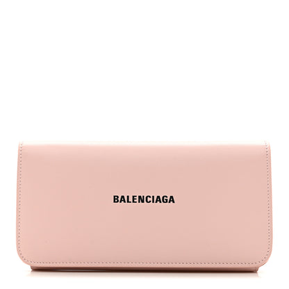 Balenciaga Calfskin Logo Cash Thin Money Wallet Light Rose Black 1 of 8