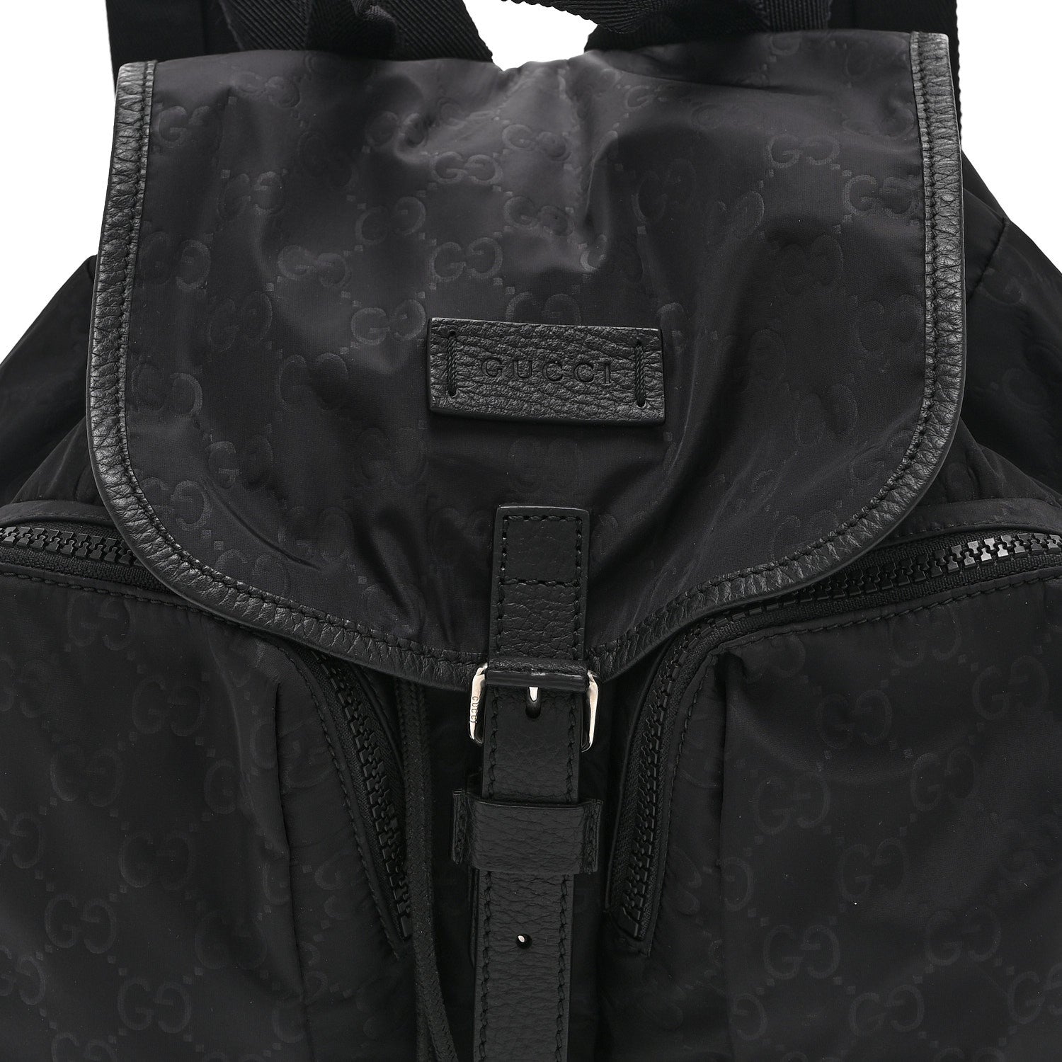 Gucci Nylon Monogram Medium Light Single Buckle Backpack Black 9 of 11