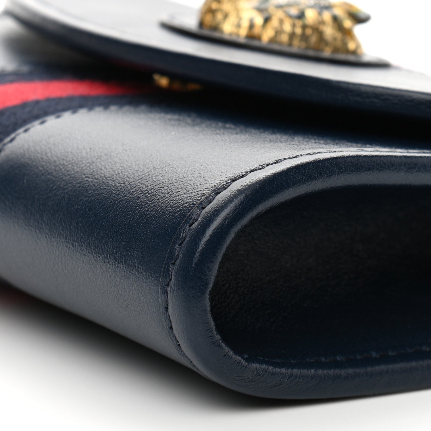 Gucci Textured Calfskin Web Mini Rajah Slim Flap Shoulder Bag Blue 10 of 11