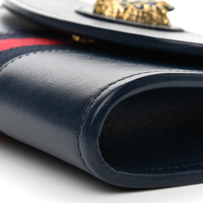 Gucci Textured Calfskin Web Mini Rajah Slim Flap Shoulder Bag Blue 10 of 11