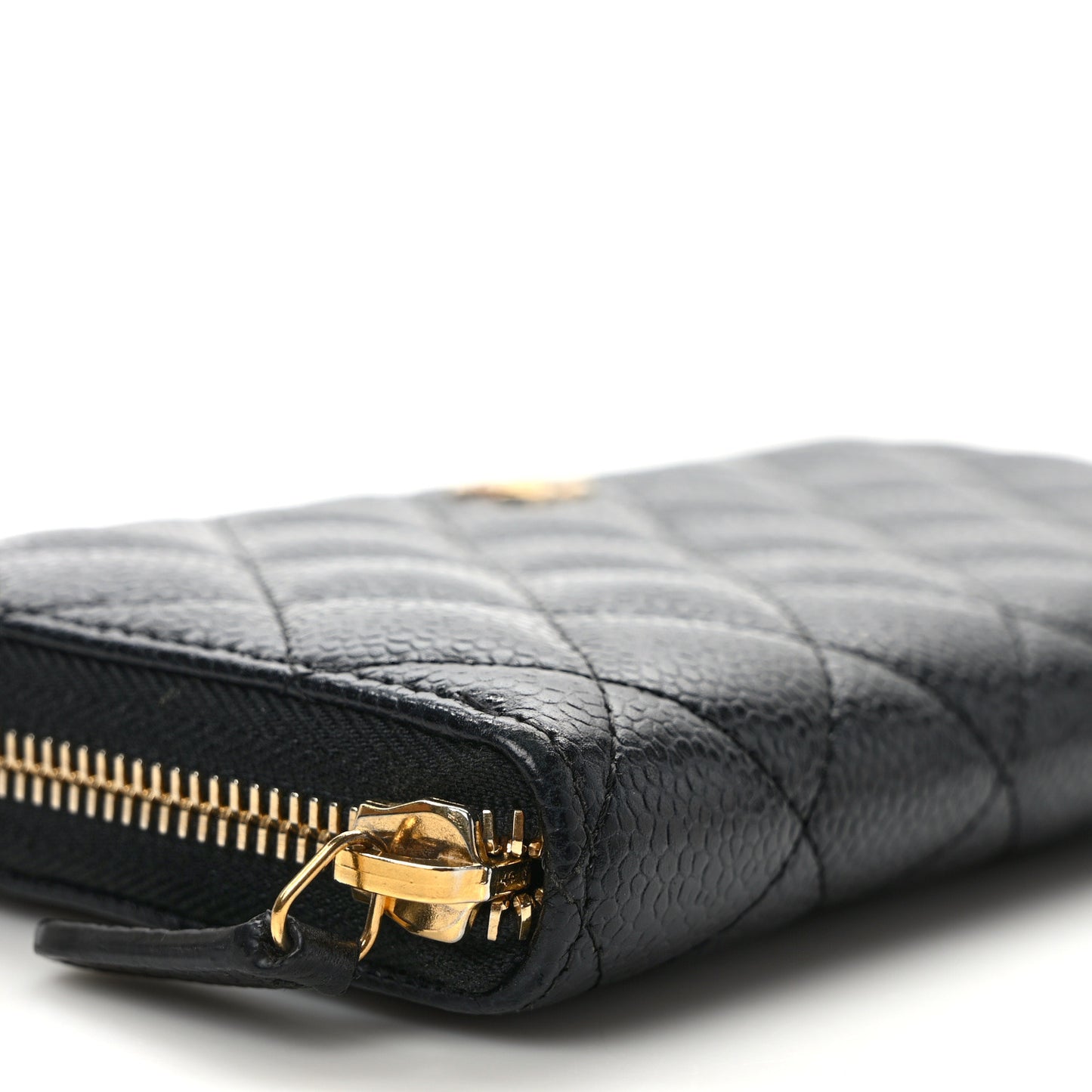 Caviar Quilted Large Gusset Zip Around Wallet Black