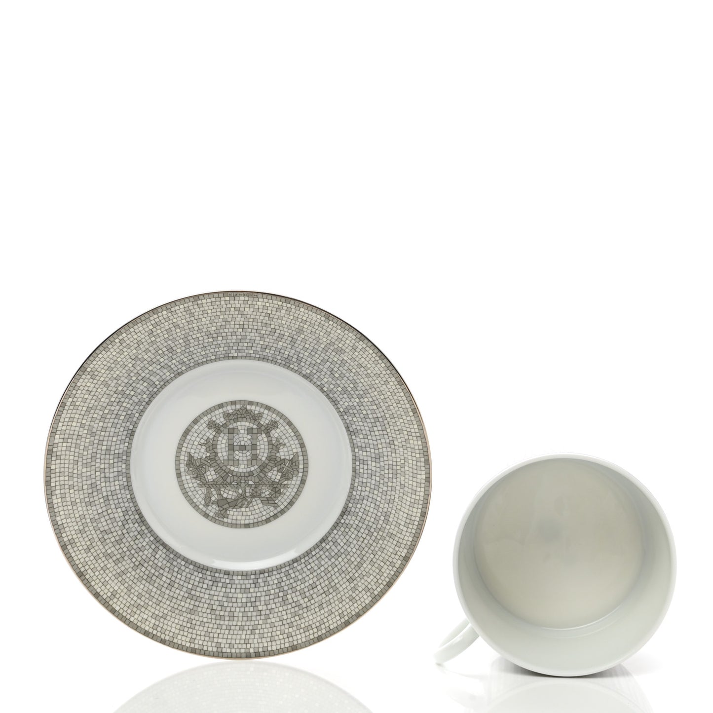 Porcelain Mosaique Au 24 Breakfast Cup And Saucer Set Of 2 Platine