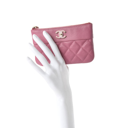 Chanel Sheepskin Quilted Small Vintage Mademoiselle Cosmetic Case Dark Pink 2 of 10