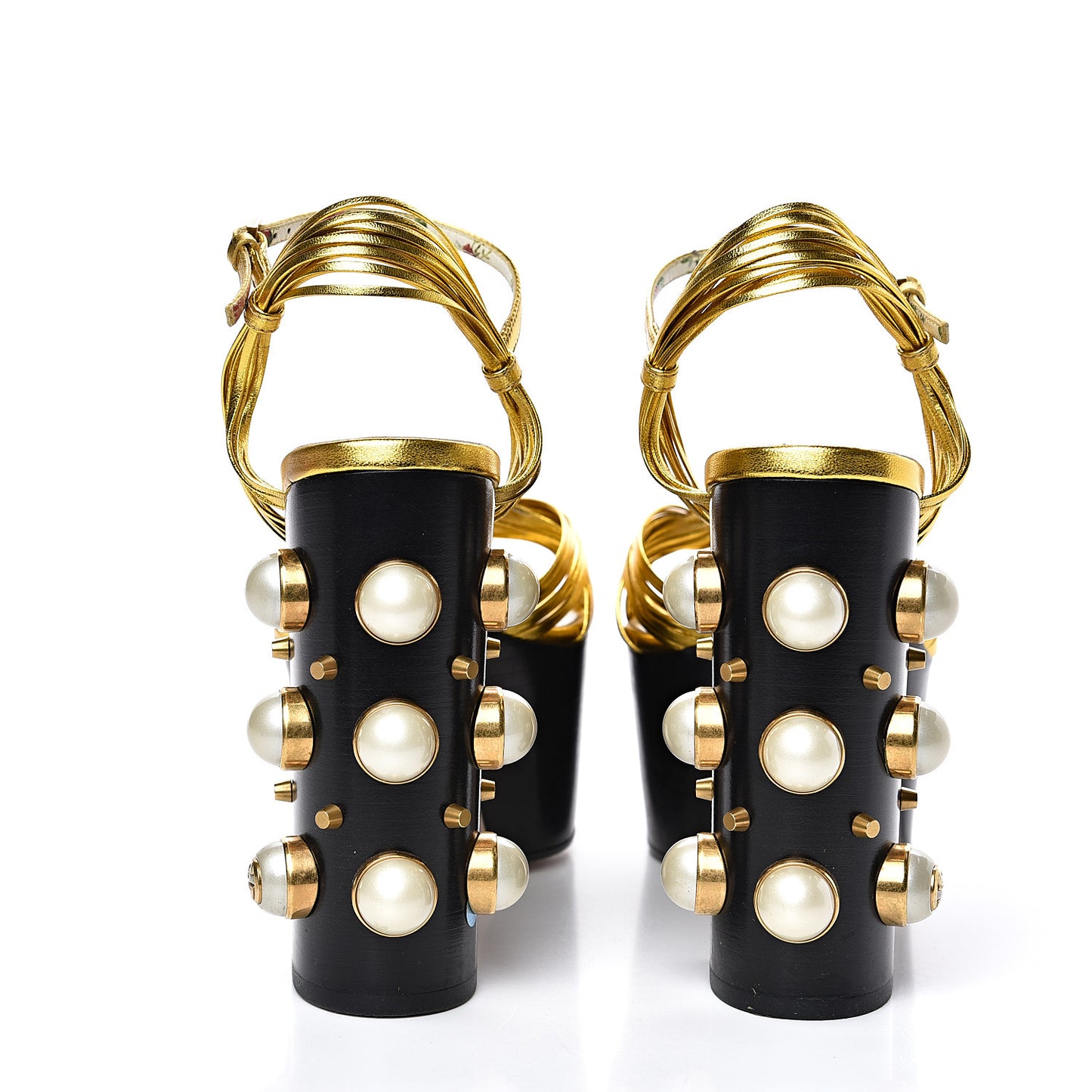 Malaga Kid Pearl Knot Platform Sandals 37 Black Gold