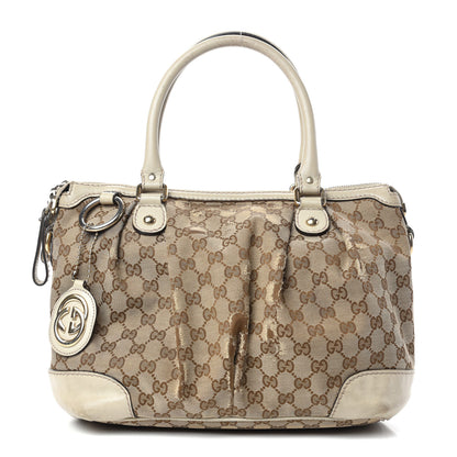 Gucci Monogram Margaux Calfskin Medium Sukey Top Handle Bag Beige Ebony Mystic White 1 of 13