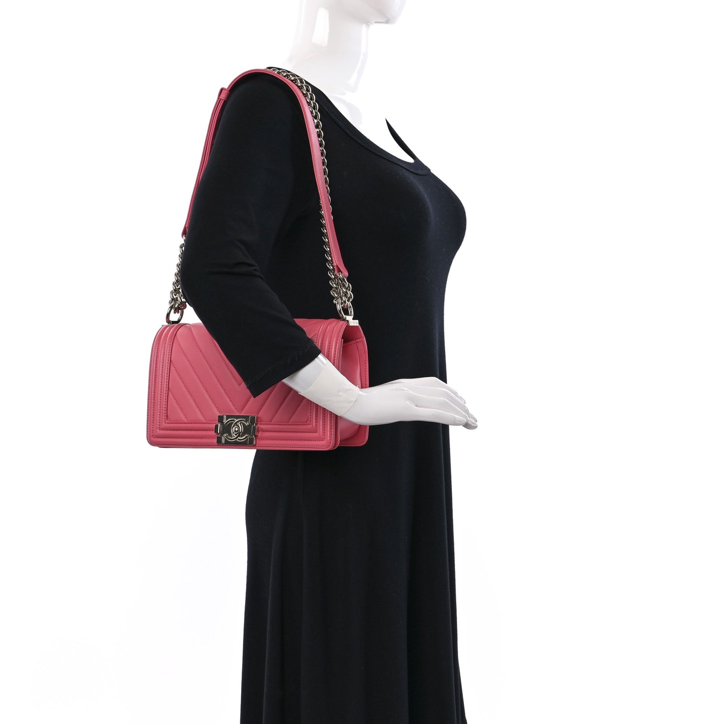 Lambskin Chevron Quilted Medium Boy Flap Pink