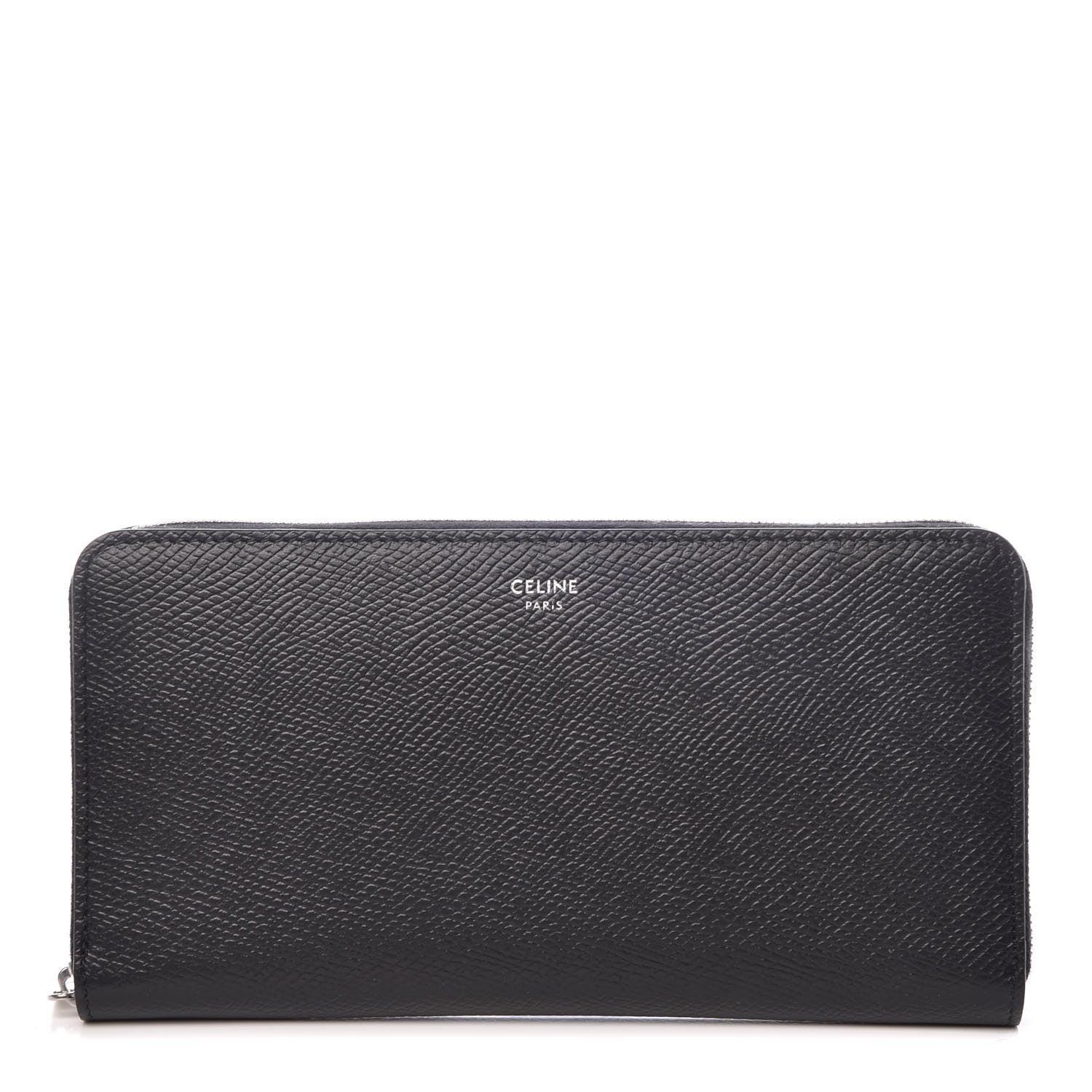 Celine Grained Calfskin Large Zip Around Multifunction Wallet Black 1 of 8