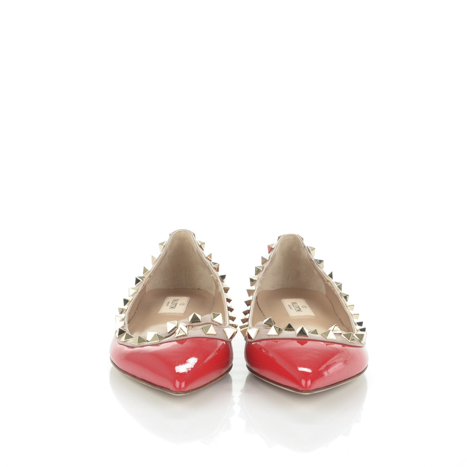 Valentino Garavani Patent Rockstud Ballerina Flats 37 Rosso Valentino Poudre 2 of 7