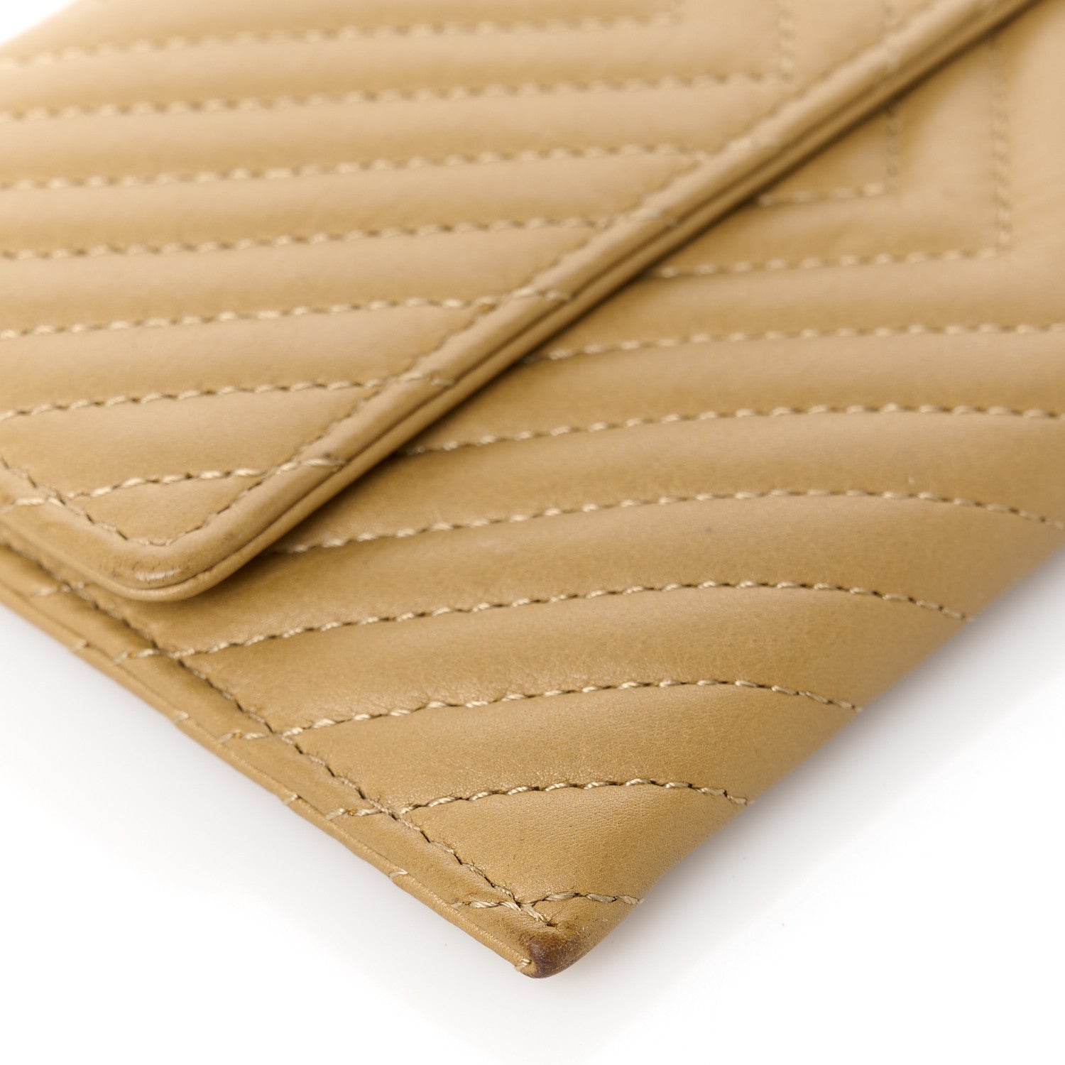 Chanel Aged Calfskin Chevron Quilted Flap Card Holder Beige 9 of 10