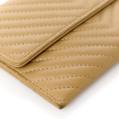 Chanel Aged Calfskin Chevron Quilted Flap Card Holder Beige 9 of 10