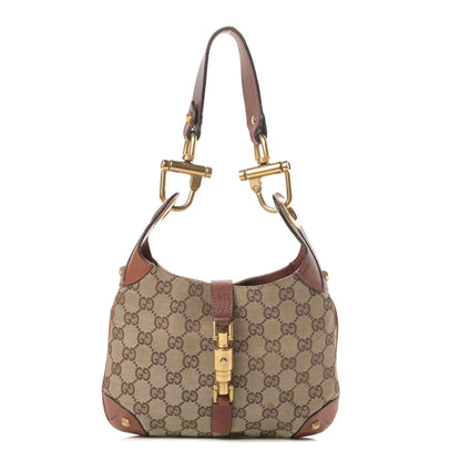 Gucci Monogram Mini Piston Lock Jackie O Hobo Brown 1 of 14