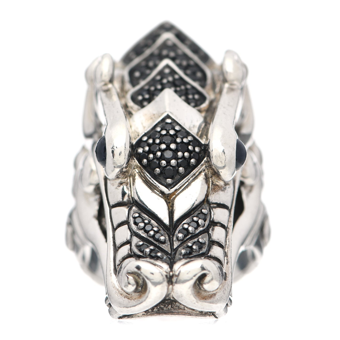 Sterling Silver Black Spinel Blue Sapphire Naga Head Ring 54 7